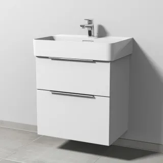 Sanipa 3way Waschtischunterbau zu Laufen VAL Waschtisch mit 2 Auszügen, Weiß-Soft UM82143