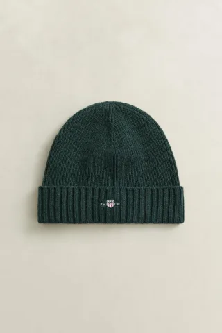 GANT - Shield Beanie aus Wolle TARTAN GREEN - Gr. - OS