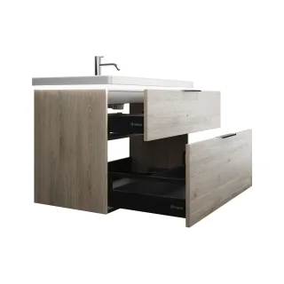 Burgbad Keramik Waschtisch-Set Eqio Eiche Dekor Flanelle/Alpinweiss, SEZA103F2632C0001 SEZA103F2632C0001