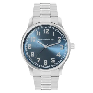French Connection - Armbanduhr für Herren, Logo (Blaugrün /Silber)