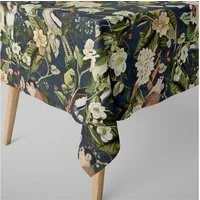 SCHÖNER LEBEN. Tischdecke Tischdecke Dschungel dunkelblau eckig div. Größen, handmade