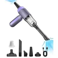 Quntis Akku-Handstaubsauger 5500pa aufladbar Tragbar Mini Staubsauger, 2-in-1, LED-Licht, Leiser, 120,00 W, Handstaubsauger, Kabellos, mit HEPA-Filter, für Auto/Home/Büro Genutzt USB-C Kabel