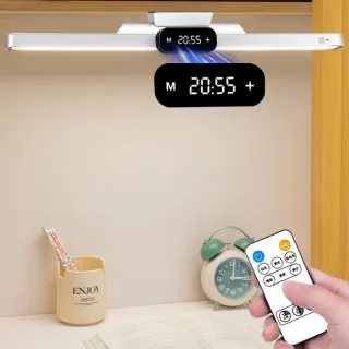 Elfeland 40cm Rechargeable LED Desk Clock Lamp with Remote Eye-Caring Light Magnetic Mount Dimmable 3 Color Temperatures