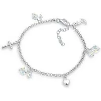 Elli Bettelarmband Kreuz Herz Anker mit Kristallen von Swarovski®925 Silber, Anker