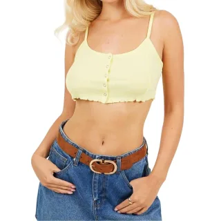 Brave Soul - Kurzes Top für Damen, Rippenstrick (Limone)