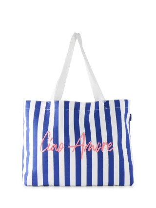 Tom Tailor - Strandtasche aus Canvas blue offwhite stripe - Gr. - OS