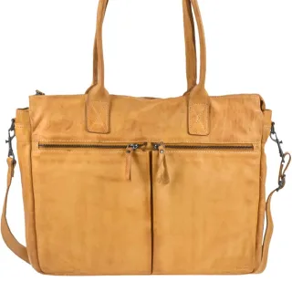 Bear Design Shopper Damen Leder Notebookfach Binni gelb | Callisto Pelle