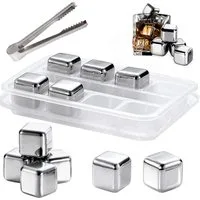 FELIXLEO Eiswürfelform 8er Set Whisky Steine Edelstahl, Wiederverwendbare Eiswürfel mit Box., (1-tlg)