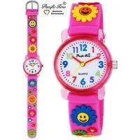 Pacific Time Quarzuhr Kinder Armbanduhr Blumen Silikonarmband, Gratis Versand
