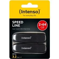 Intenso USB Stick 64GB Speicherstick Speed Line schwarz USB 3.2 2er Pack USB-Stick