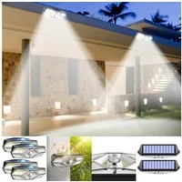 Sunicol LED Solarleuchte 104 LEDs Außen Wandleuchte mit Bewegungsmelder, drahtlos, Kaltweiß, 3 Arbeitsmodi, für Patio Garten Veranda Rasen Hinterhof Garage