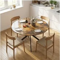 HOMCOM Esstisch (für Esszimmer, Küche, Wohnzimmer, 1-St., rund, 120 x 120 x 75 cm), Rustikal-Braun