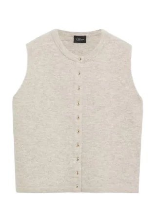 s.Oliver BLACK LABEL - Strickpullunder mit Knöpfen beige - Gr. - 34