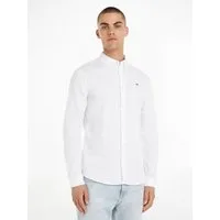 Tommy Jeans Langarmhemd TJM Slim Stretch Oxford mit Flaglabel auf der Brust
