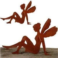Rostikal Gartenfigur Metall Elfen Figur für Feengarten, (1 St), Echter Rost