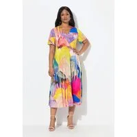 Ulla Popken Jerseykleid Midi-Slinkykleid A-Linie V-Ausschnitt