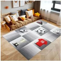 SIMPEX24 Teppich Fußball Design, Rechteckig, Höhe: 7 mm, Kinderteppich Fußball Design Teppich Kinderzimmer Rutschfest Waschbar