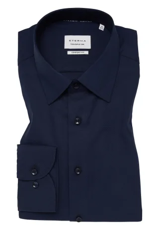 ETERNA - Hemd Dobbydesign Langarm navy - Gr. - 41/Langarm - 65cm