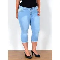 ESRA Caprijeans Capri Jeans Damen High Waist Hose 3 4 Jeans Damen Sommer bis Übergröße Sommer Damen Jeans Capri Hose Damen 3/4 Hose hoher Bund Große Größe