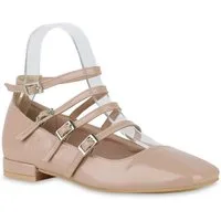 VAN HILL 21542638 TA 77-487 Damen Ballerinas Beige 38 Ballerina Damen Riemchenballerinas Ballerinas Eckige Lack Riemchen- 841180