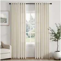 Topfinel Vorhang Vorhang Wohnzimmer Leinenoptik Licht Filtern mit Ösen Halbtransparent, Ösen, halbtransparent, Voile Ösen Gardinen Beigeweiß 140x225cm 2er Set Schlafz Balkon Wohnz