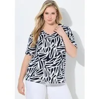 Ulla Popken T-Shirt T-Shirt A-Linie Zierfalte V-Ausschnitt Halbarm