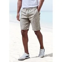 John Devin Shorts - Sommer Bermuda mit Blätter-Print kurze Schlupfhose aus elastischer, gewebter Baumwollqualität