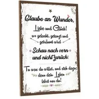 GRAVURZEILE Holzbild mit Spruch - Glaube an Wunder, Liebe & Glück - Holzschild -, (1 St), Geschenk