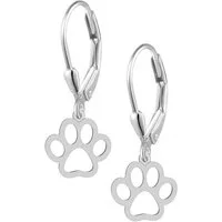 Limana Paar Ohrhänger filigrane Pfötchen Mädchen Ohrringe 925 Silber Brisur Geschenk (inkl. Schmuckdose), Geburtstag Einschulung Schulanfang Ostern Weihnachten Nikolaus