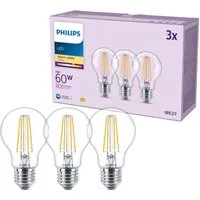 Philips LED-Leuchtmittel Classic 60W Non-Dim, E27, 3 St., Warmweiß
