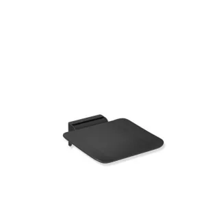 Hewi System 900 Klappsitz 900.51.20060CV pulverbeschichtet schwarz tiefmatt, Sitzfläche schwarz, Wandkonsole Edelstahl