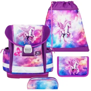 Belmil Schulranzen Set Mädchen Pegasus (Motiv: Pferd mit Flügeln) "Classy", ab 1.Klasse Grundschule