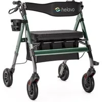 Helavo Rollator H1150, Schwerlastrollator faltbar & extra breit mit Sitz & Einkaufskorb