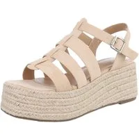 Ital-Design Moderne Plateau-Sandaletten für Damen – ideales Sommer-Design Plateausandaletten (89853004) Keilabsatz/Wedge Keilsandaletten in Beige
