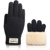 Blusmart Strickhandschuhe Strickhandschuhe für den Winter mit Touchscreen (Doppel-schicht Warme, Einheitsgröße, Unisex) Für Radtouren im Freien, warme Strickhandschuhe