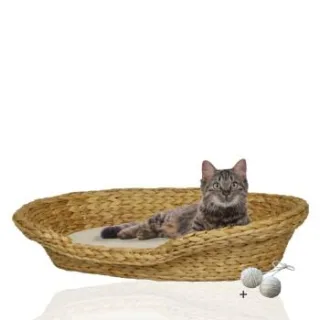 Rohrschneider ® Komfortables Katzenkörbchen mit Kissen