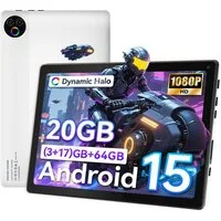 BUFO 10 Zoll Android 15, 20(3+17)GB+64GB, 1280x800 HD Display, WiFi 6 Tablet (10", 64 GB, Android, WiFi, Android 15, 5-Core 1.8 GHz 20 (3+17) GB RAM, HD IPS-Touch-Bildschirm)