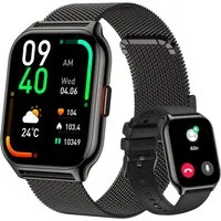 Zevelora Damen's und Herren's Telefonfunktion Fitness-Tracker IPx8 Wasserdicht Smartwatch (5,08 cm/2 Zoll, Android/iOS), mit austauschbarem weichem Silikonarmband, mit Blutdruckmessung Herzfrequenz Schlafmonitor SpO2, Sport modus