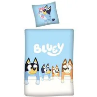 Familando Kinderbettwäsche Bluey "Family" 135x200 80x80 cm aus 100% Baumwolle, Renforcé, 2 teilig, mit Reißverschluss und Wendemotiv