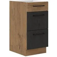 Küchen-Preisbombe Unterschrank 40 cm Küche Vigo Matera Grau + Eiche Lancelot Küchenzeile Küchenblock