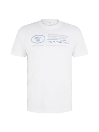 Tom Tailor - T-Shirt mit Logo Print white - Gr. - M