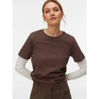 Vero Moda Kurzarmshirt VMPAULINA SS T-SHIRT GA JRS NOOS Baumwolle, regular fit
