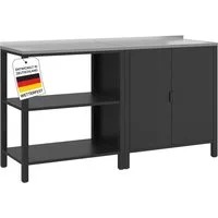 STEELSØN Geräteschrank Metallregal & Metallkommode mit Edelstahl Arbeitsplatte Set Metallregal & Metallkommode mit Arbeitsplatte und Ablagefächern