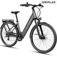 DERUIZ E-Bike Cityrad 28 Zoll, Quartz M/2.0/SUV, 120-160km, Drehmomentsensor, Bluetooth+APP, 8 Gang SHIMANO Altus RD-M310 Schaltwerk, Kettenschaltung, Heckmotor, 644 Wh, (5 Stufen, Aluminium-Schutzbleche), Quartz 2.0, nur 20kg, Lockout-Federgabel, El