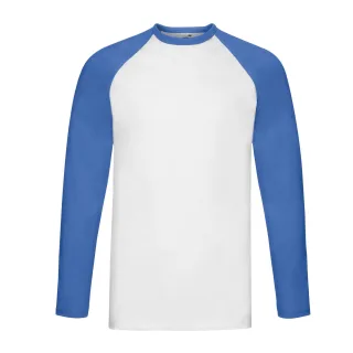 Fruit of the Loom - "Baseball" T-Shirt für Herren Langärmlig (Weiß/Königsblau)