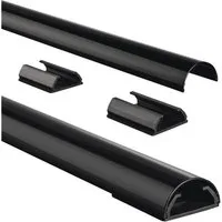 Hama Kabelkanal Alu-Kabelkanal, halbrund, 110/3,3/1,8 cm, Schwarz (5-St)