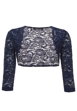 SWING - Bolero aus Spitze mit Bogenkante navy - Gr. - 42