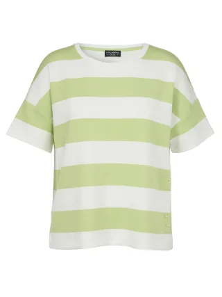 VIA APPIA DUE - Sweatshirt Rundhals 1/2 Arm Ringel apfelgrün/creme - Gr. - 46