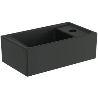 Ideal Standard Handwaschbecken i.life S 1 Hahnloch ohne Überlauf Ablg.rechts 370x210x120mm Schwarz E2112V3