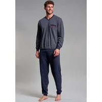 GÖTZBURG Pyjama Manhattan (2 tlg) Langarm, V-Ausschnitt, lange Hose, V-Ausschnitt, Baumwolle
